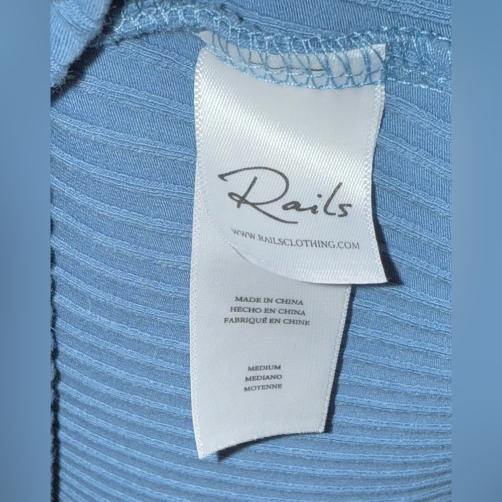 Rails Rania One Shoulder Midi Dress Aegean Blue Size M Ribbed Knit Ruffled Hem - Picture 8 of 8